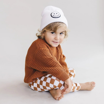 White Smiley Kids Beanie